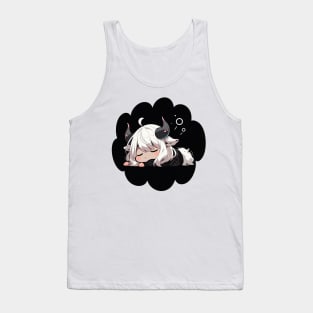Adorable Anime Chibi Taurus Zodiac Sleeping Little Astro Girl Tank Top
